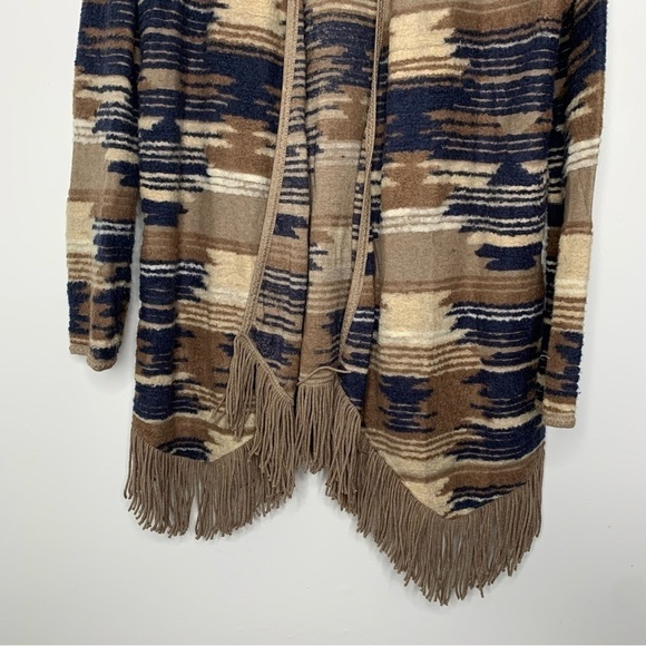 Lucky Brand boho Aztec fringe cardigan - Picture 2 of 8